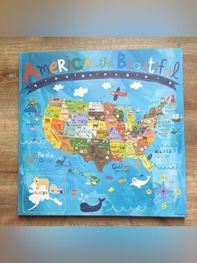 Oopsy Daisy “America the Beautiful” USA Map Canvas Wall Art by Lesley Grainger